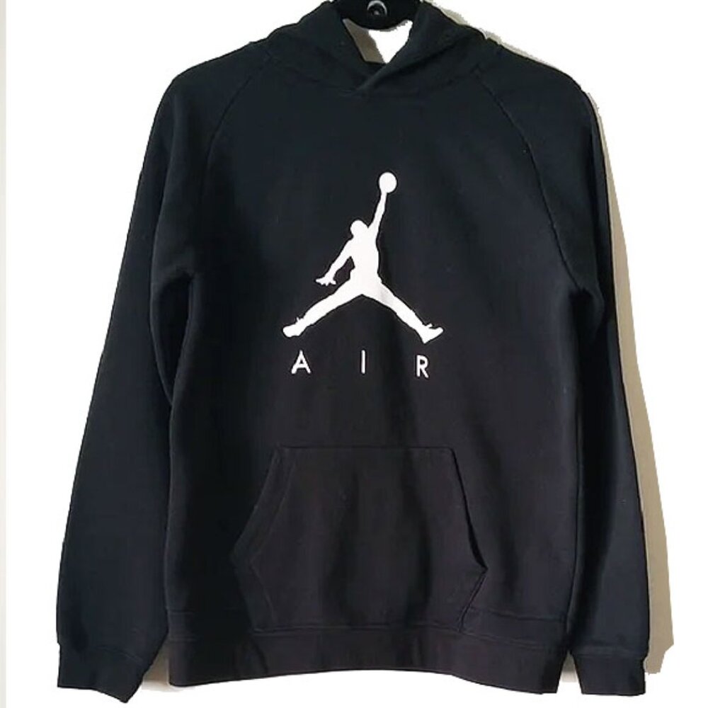Nike Air Jumpman Logo Hoodie Pullover Sweatshirt Youth XL Black White